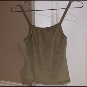 SKIMS VELOUR SPAGHETTI STRAP TANK CAMI GOLD SZ S